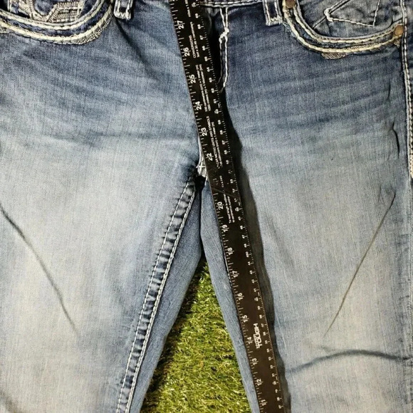 VIGOSS Capri Women Size 7/8 Blue The Dallas Capri Stretch Distressed - Picture 9 of 10